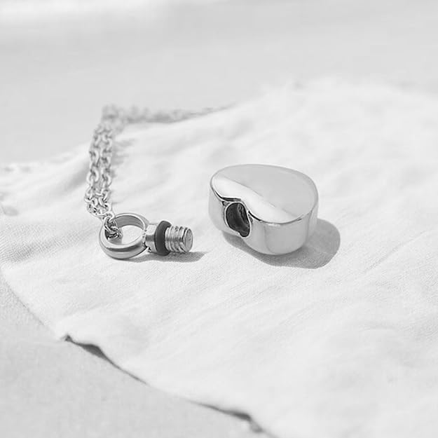 [Australia] - shajwo Cremation Heart Urn Necklace Ashes Jewelry for Women Men Keepsake Pendant Memorial Locket Ash Holder Silver 