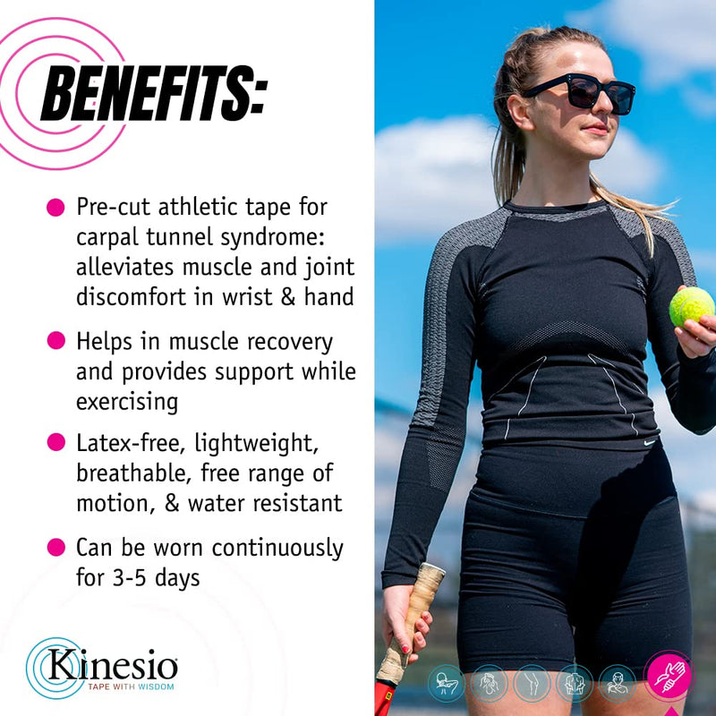 [Australia] - Kinesio Tape - Pre-Cut Wrist Support - Optimized Athletic Tape Strips 