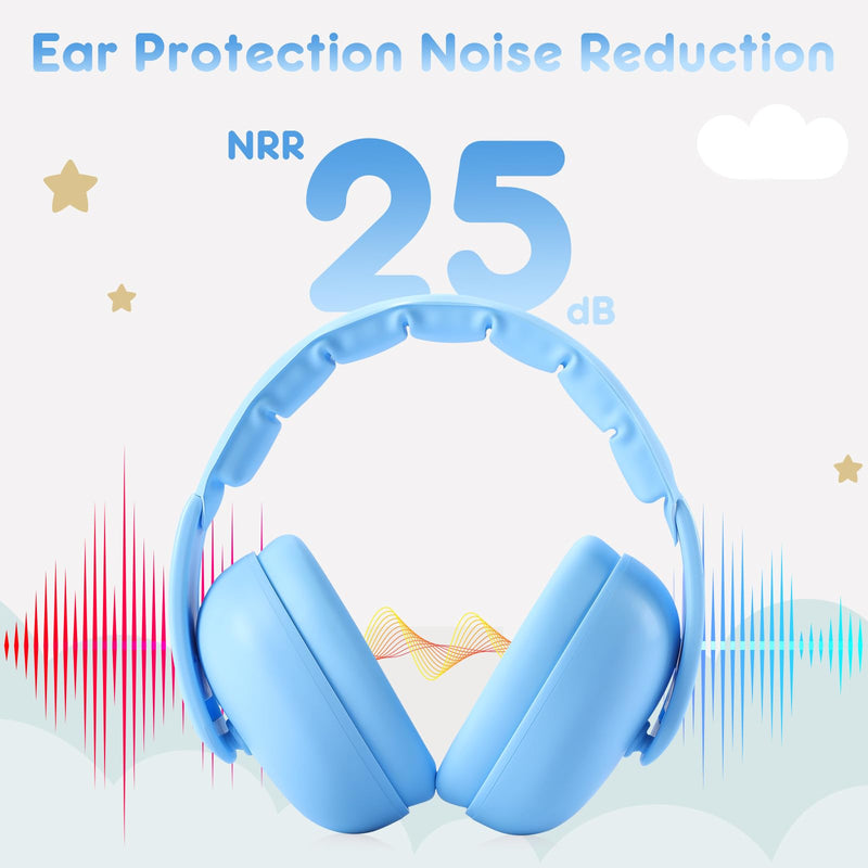 [Australia] - Mumba Noise Reduction Safety Ear Muffs, Baby Toddler Kid Sensory Ear Hearing Protection Earmuff, NRR 25dB Noise Cancelling Sound Proof Headphones for Flying Travel, Concerts, Fireworks, Shooting, Blue 