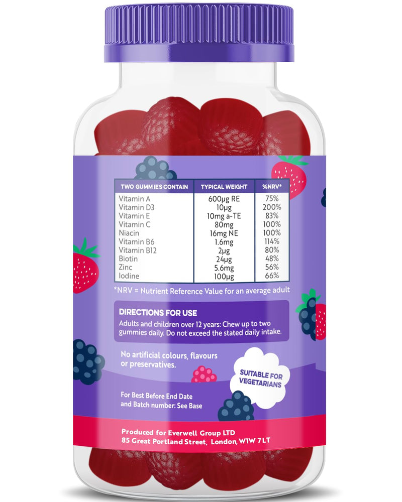 Multivitamin Gummies for Adults – 150 Gummies - 2.5 Month Supply - Advanced 10 Essential Vitamin Complex - Immune & Energy Support - Chewable Multivitamins for Men & Women - Mixed Berry Jam Flavour