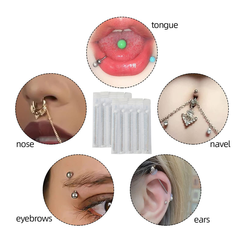[Australia] - Body Piercing Needles, ATOMUS 10pcs 16G Stainless Steel Sterile Disposable Ear Nose Navel Nipple Lip Piercing Needles 