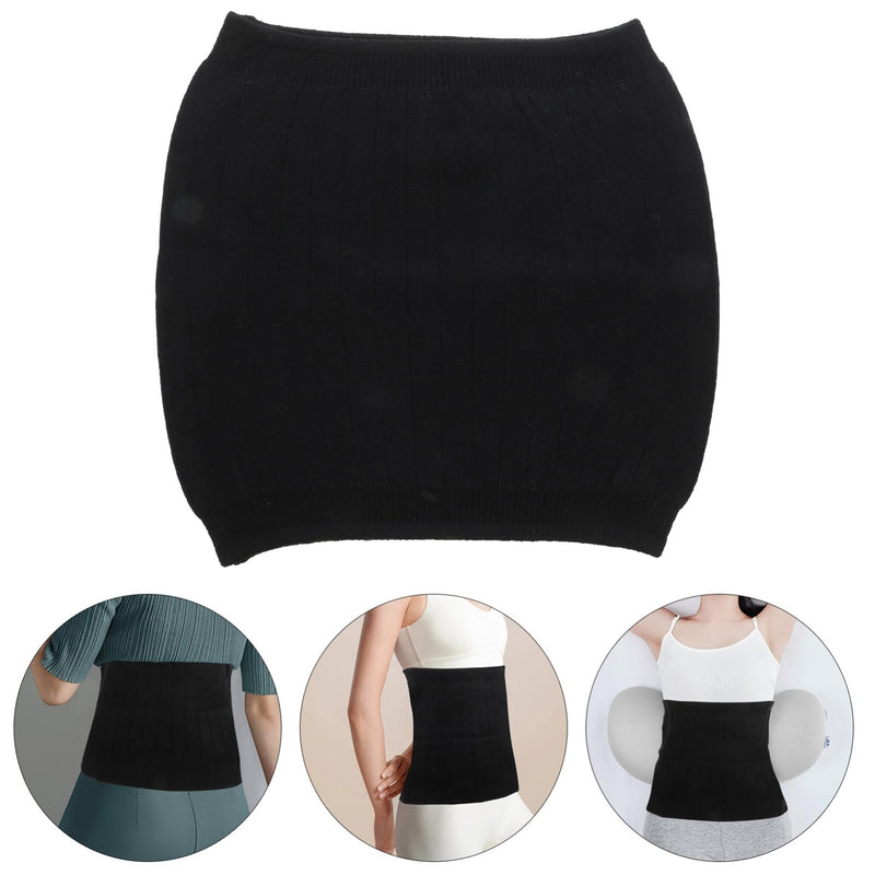 Gatuida Cashmere Waist Warmer,Wool Warming Belt Elastic Lower Waist Support Abdominal Protector Stomach Binder Waist Support Protector Belt Black
