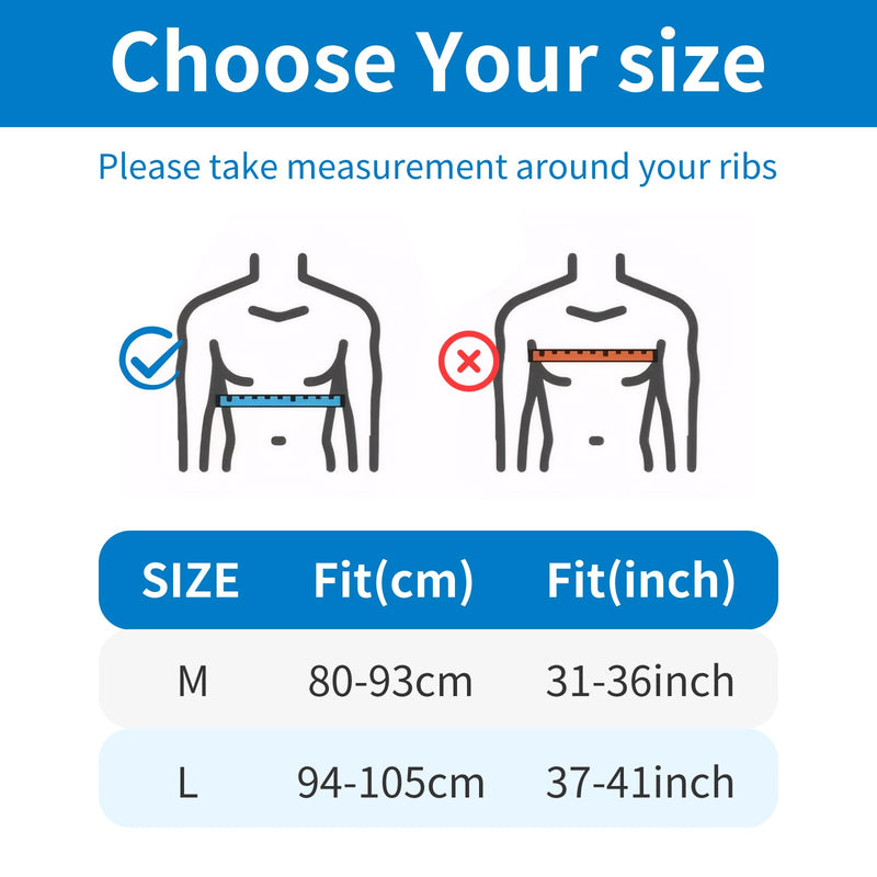 Rib Brace Broken Rib Belt,Elastic Rib Support Brace for Men and Women's Chest,Suitable for Rib Fractures,Dislocations,and Sternum Injuries,Reducing Chest Pain and Rib Pain(Black，M) Medium Black