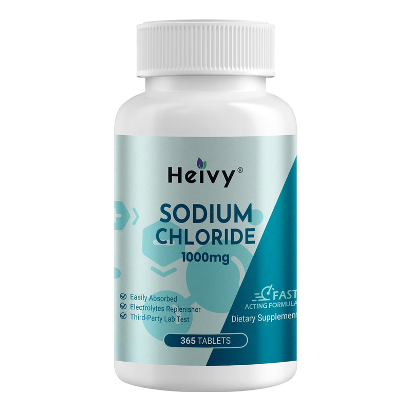 [Australia] - Sodium Chloride Tablets 1000mg - Pure Salt Tablets, 365 Tablets, Sodium Chloride, Non-GMO - Electrolyte Balance and Hydration Support, Electrolytes Replenisher Hydration Drink Unflavored 
