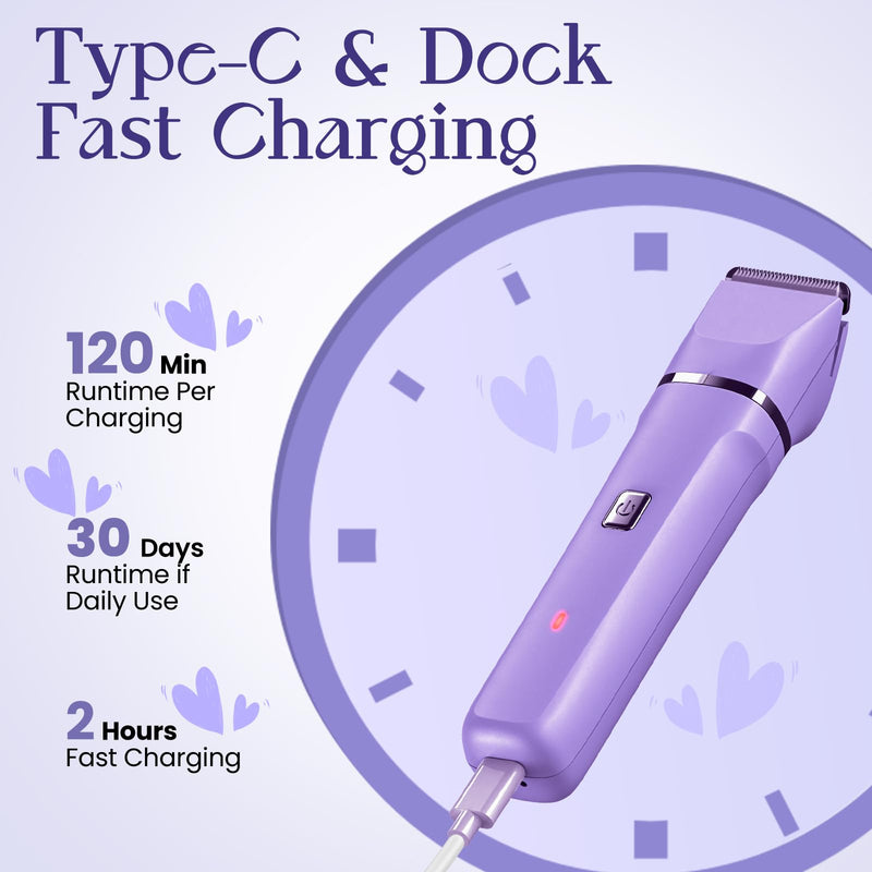 Electric Razors for Women - IPX7 Waterproof Pubic Hair Remover for Shower & Travel, 3-in-1 Bikini Trimmer with Body/Round/Curved Heads, Hypoallergenic Foil & Ceramic Blades, Self-Care Gifts for Her