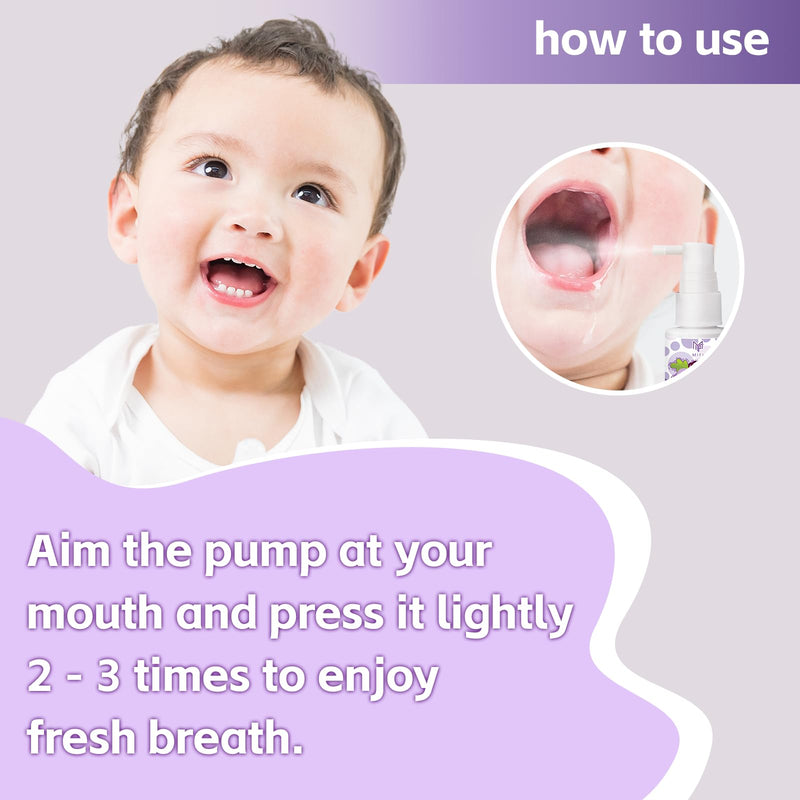 Kids Oral Spray - Probiotic Fruit Flavored Toothpaste Helper for Toddlers, Daily Fresh Breath, Gentle Oral Care Spray for Children (2Pack, Grape) 1.35 Fl Oz (Pack of 2)