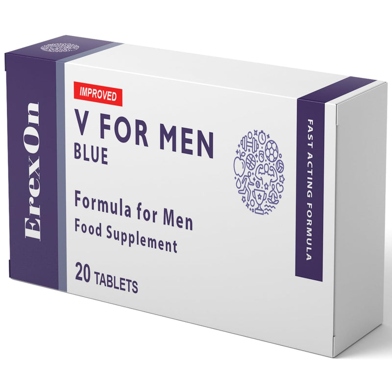ErexOn V for Men - 20 Blue Tablets - Herbal Supplement for Men - Strong Effect - Mens Health Support Tablets - Performance & Enhancement - Maca, Glycine, Korean Ginseng and Zinc