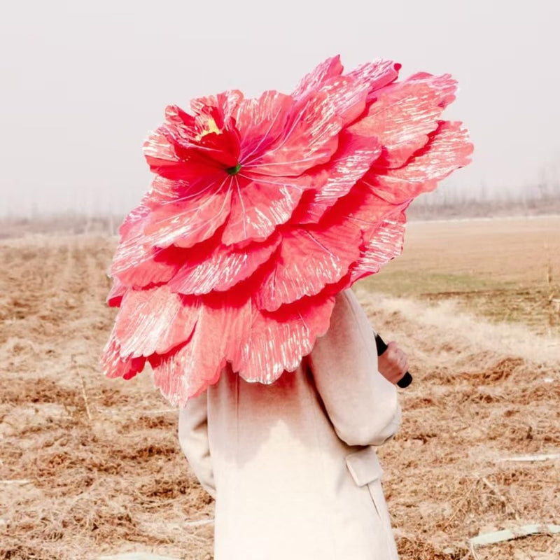 Dance Umbrella 27.5''×27.5'' Large Peony Flower Umbrella for Dance and Festival Celebrations (Pink)