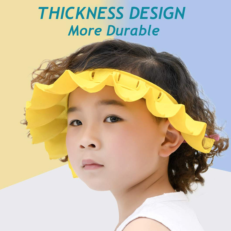 [Australia] - Baby Shower Cap Silicone Bathing Hat, Adjustable Shower Cap Kids, Infants Soft Protection Hat Safety Visor Cap Hat for Toddler Children 1-12 Years old/16.5-22.8 Inches Yellow 