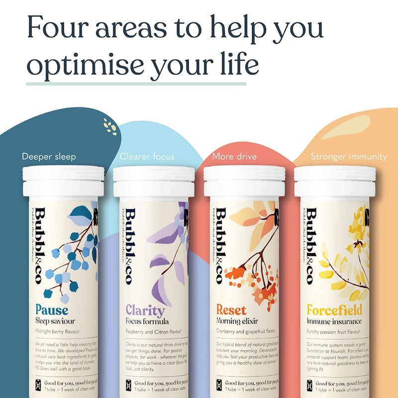 Bubbl & Co Clarity Focus Formula | Clear Focus Without the Crash | Plant extracts, L-theanine, VIT B6, Taurine, L-tyrosine, Natural Caffeine (10 Drinks)