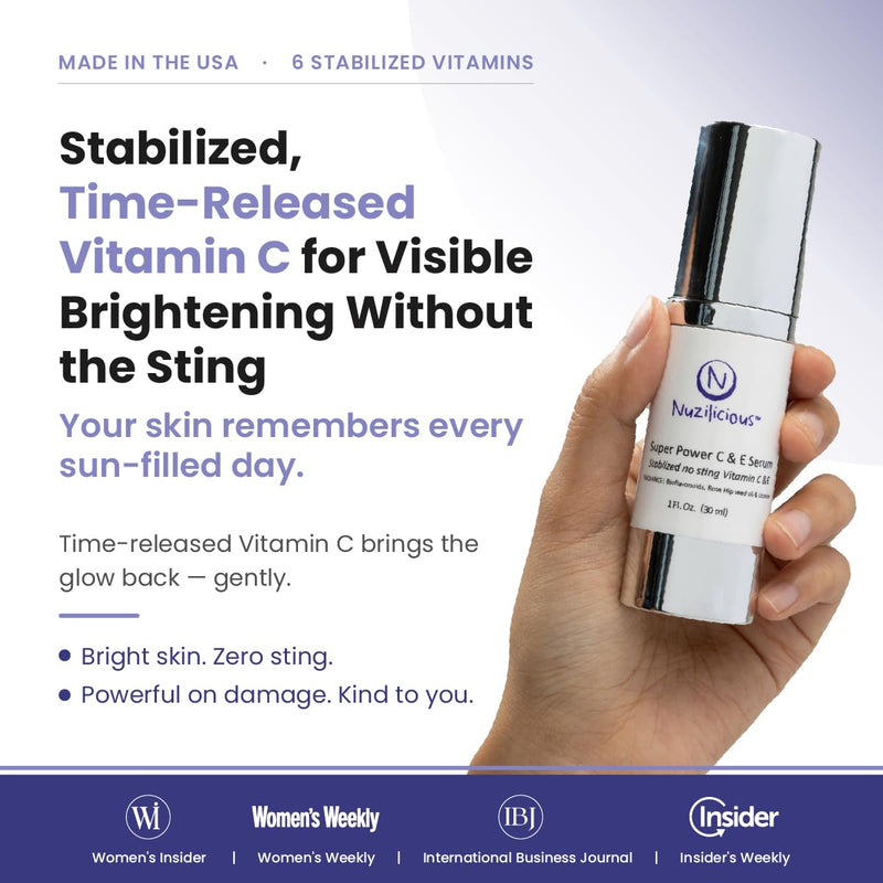 Professional Grade Super C & E Serum for Glowing Skin – Stabilized, Non-Stinging Vitamin C Formula – Vegan, Cruelty-Free, Anti-Dullness Face Serum – 1 oz 1 Ounce (Pack of 1)
