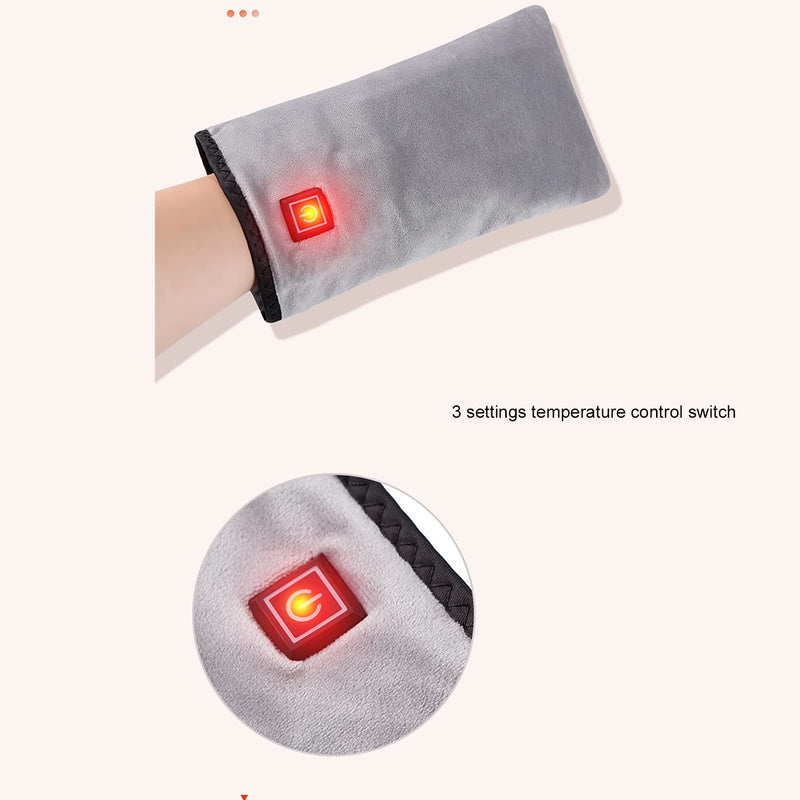 [Australia] - Heated Gloves,3 Settings Electric Heated Mittens Gloves for Arthritis and Hand Therapy, Hand Warmer Gloves for Spa Hand Care Women Beauty Nail Art Manicure (Grey) grey 