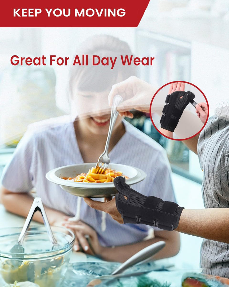 Hurmoya Wrist Brace Thumb Spica Splint Support for Carpal Tunnel, De Quervain's Tenosynovitis, Tendonitis Pain Arthritis Trigger for Man and Women (Large - Right Hand) Large