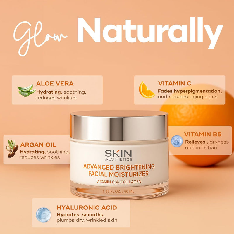 Skin Aesthetics Vitamin C & Collagen Face Moisturizer - Anti-Aging, Hydrating, Fine Lines & Wrinkles, Brightening - Dermatologist Tested Korean Skincare - Clean Beauty, Cruelty-Free - Duo Pack Vitamin C & Collagen (Pack of 2)