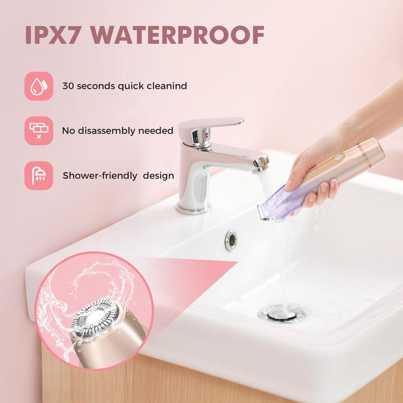[Australia] - 2 in 1 Bikini Trimmer for Women, Dual Head Electric Razor, IPX7 Waterproof Wet/Dry Use Women Electric Shaver, Painless Body Facial Hair Remover for Bikini Legs Arm Underarm, (Lavender) Lavender 