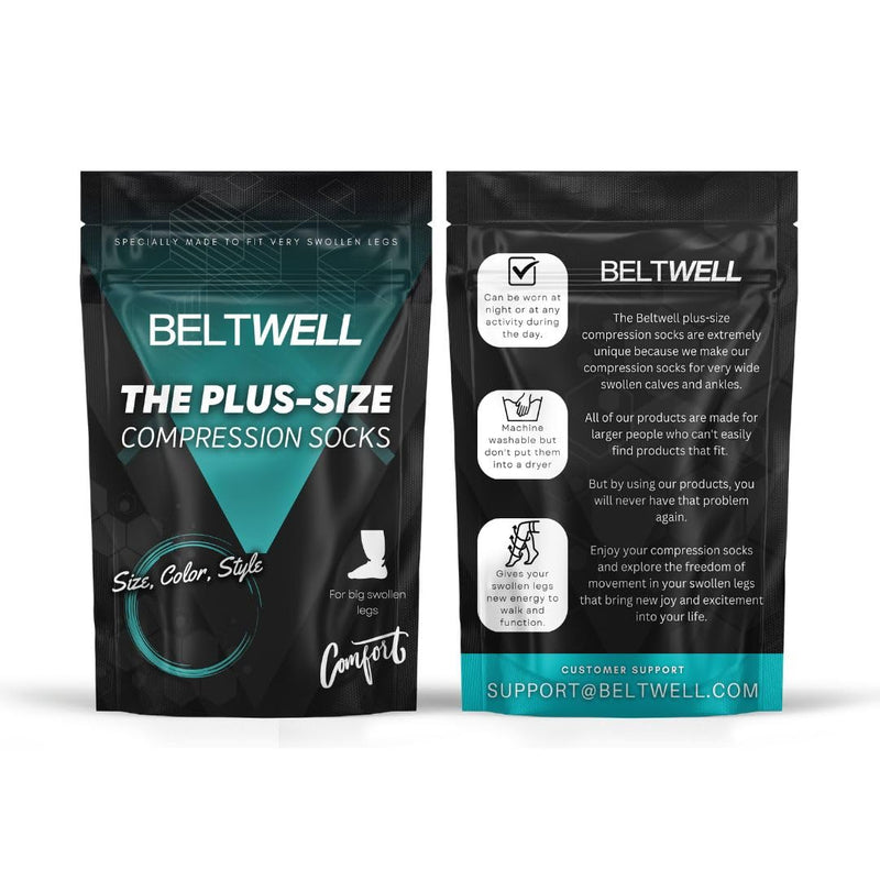 [Australia] - Beltwell® - The Lymphedema Plus-Size Anti-Slip Compression Socks For Big Swollen Legs That Are Easy To Put On [23-32mmHg] (2 pairs) 8XL - TALL Beige 