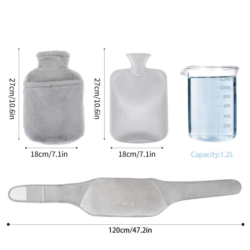 [Australia] - Ouxayapl hot water bottle belt 1.2 L, 3 in 1 hot water bottle with cover and soft waist cover, hot water bottle belt made of rubber, for back legs neck shoulder waist warming 