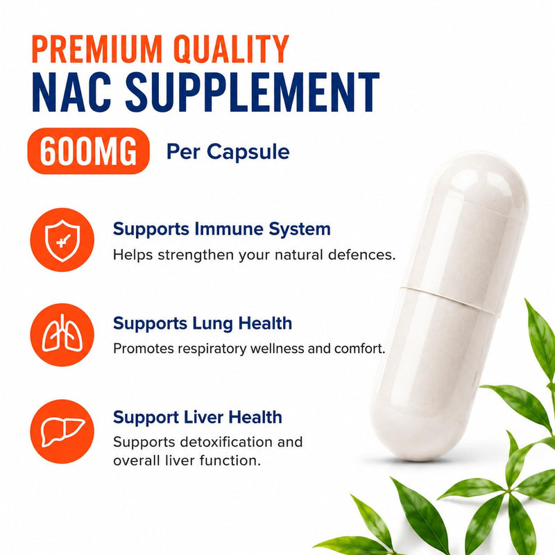 Nac Supplement 600mg 120 Vegan Capsules | Nac N-Acetyl-Cysteine 600mg | UK Made GMP Certified | Daily Food Supplement| 120 Days Supply