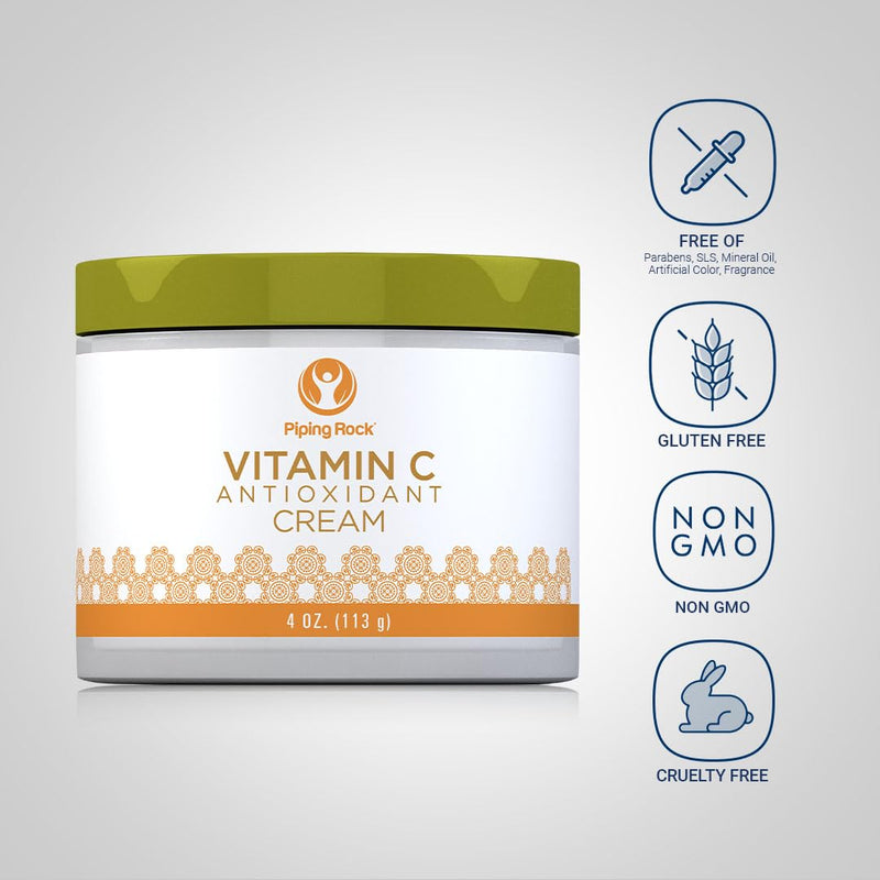 Piping Rock Vitamin C Cream | 4oz | Dark Spot Masker for Face, Skin & Eyes | Free of Parabens, SLS & Fragrances