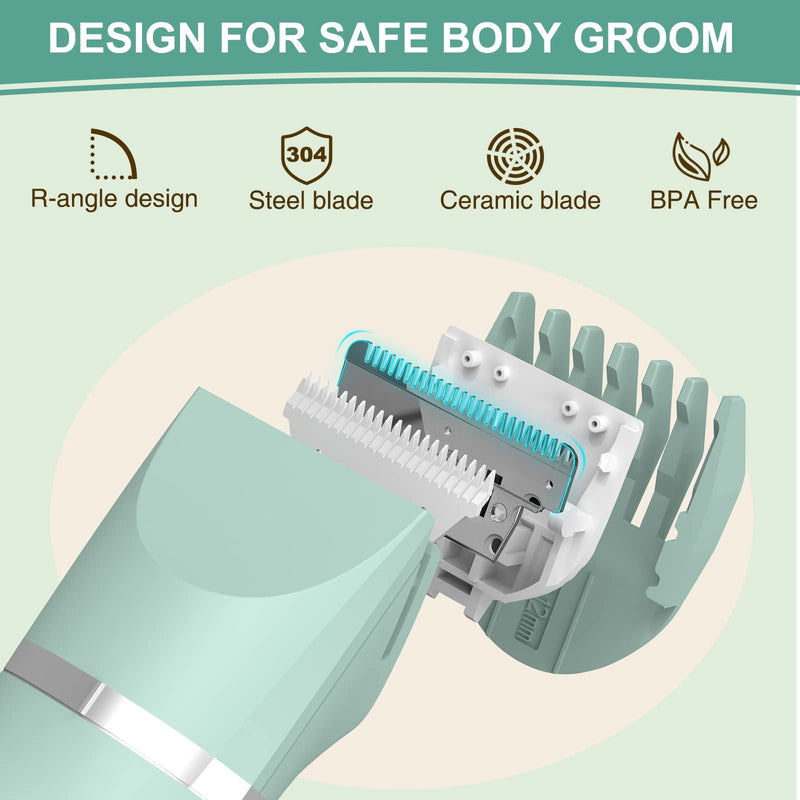 [Australia] - Bikini Trimmer for Women,IP7X Waterproof Wet/Dry Groin Shaver,Electric Ball Trimmer Pubic Hair Trimmer Shaver,Snap-in Ceramic Blades,Green Blue 