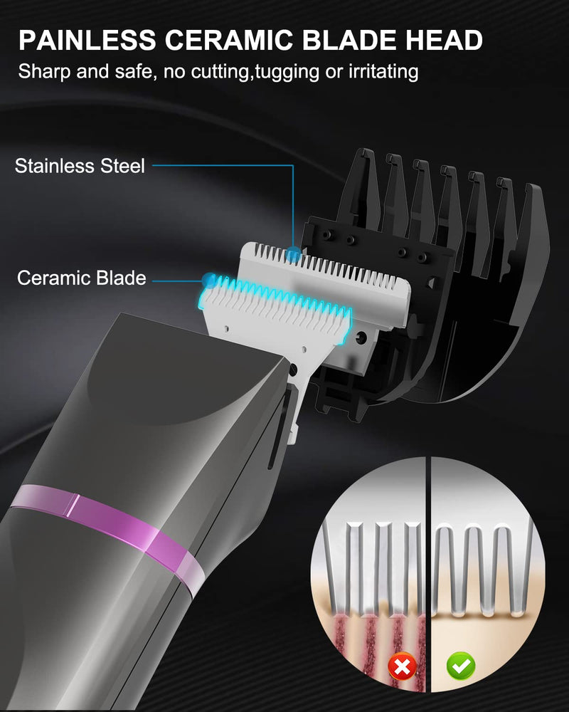 [Australia] - AREYZIN Pubic Hair Trimmer Women Bikini Trimmer Electric Shaver Razor for Bikini Armpit Legs Groin Hair Removal Body Hair Trimmer, Rechargeable Waterproof for Wet and Dry Use，Gray&Purple Gray 