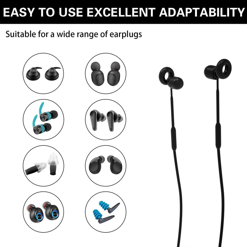 [Australia] - Earplug Lanyard [2 pcs] with Magnetic Tug-Resistant Safety Cord, Flexible Silicone Lanyard with Most Earplugs with Removable Tips Compatible Black 