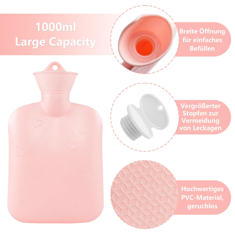 [Australia] - Hot water bottle hot water bottle belt rubber hot water bottle with cover, 1L hot water bottle belt soft plush women children heat belt for period neck shoulder back legs period pain NSD-A 