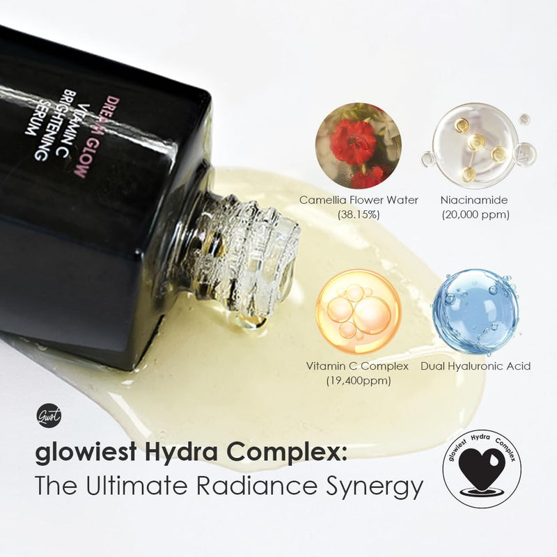 glowiest Dream Glow Vitamin C Serum | Even Skin Tone Serum l Glowing Skin - Niacinamide (20,000 ppm), Hyaluronic Acid, Camellia Flower Extract, Centella Extract | Korean Skin Care - 1.01 fl.oz (30 ml)