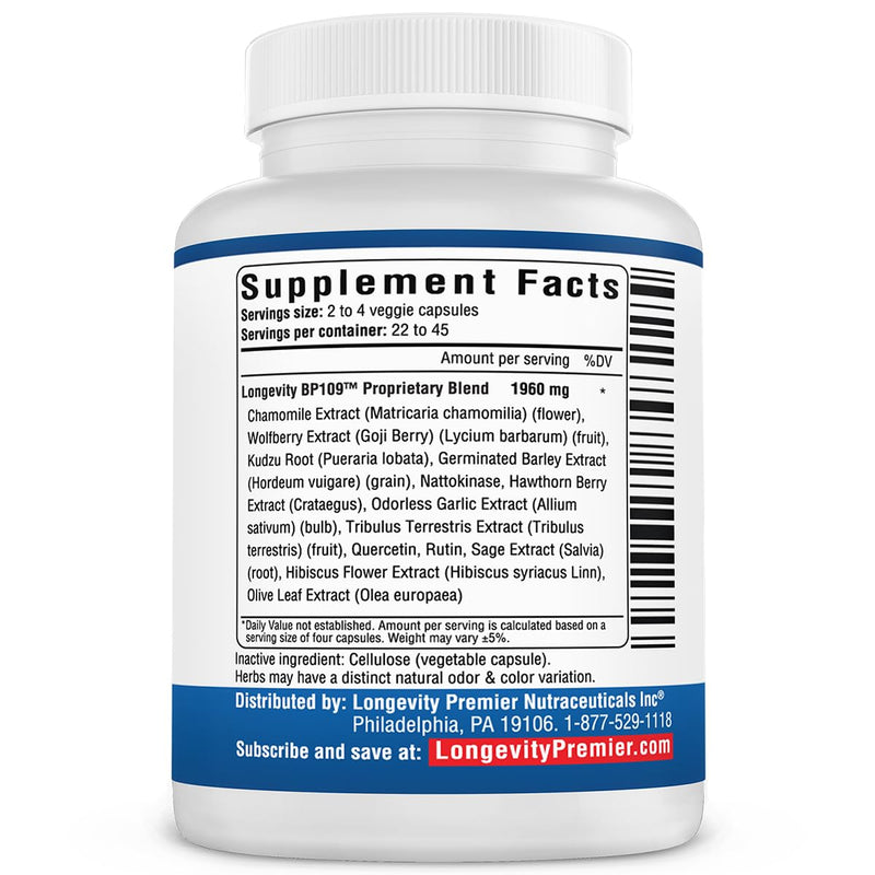 [Australia] - [3-Bottle Value Pack] Longevity Blood Pressure Formula - with 12+ Natural Herbs. Dietary Support Supplement 90 Count (Pack of 3) 