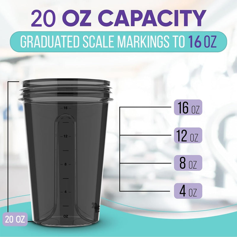 [Australia] - -2 Pack- 20 oz Protein Shaker Bottles for Protein Mixes - 2x Wire Whisk | Leak Proof Shaker Cups for Protein Shakes and Pre Workout | Protein Shaker Bottle Pack A) Black / Transparent 