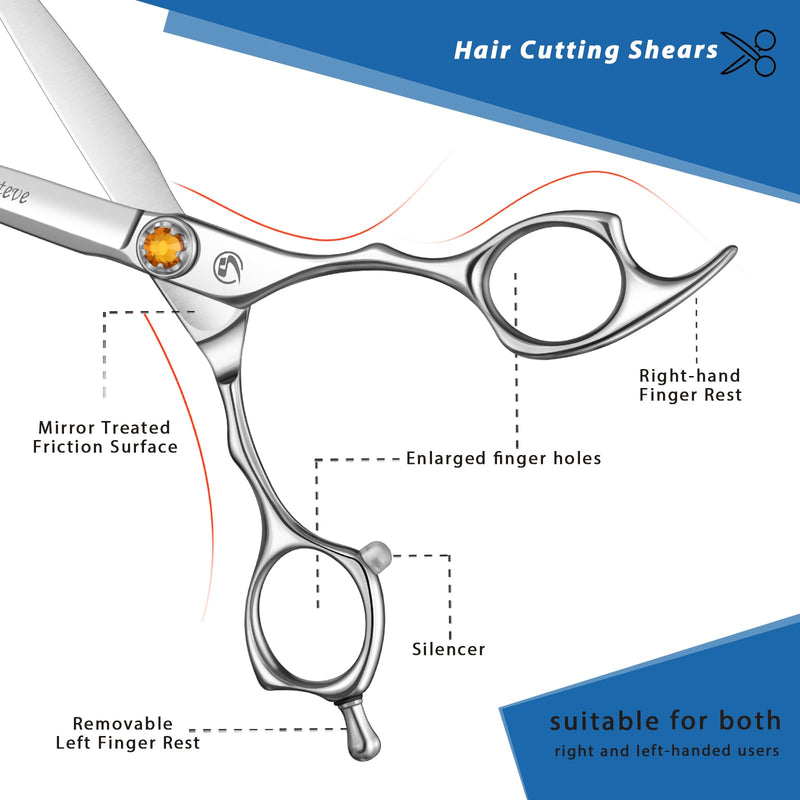 Professional Hair Cutting Scissors 6 Inch, VG10 Stainless Steel Barber Shears, Extremely Sharp Hairdressing Scissors for Salon & Home Use, Ambidextrous Left Right Hand Hair cutting shears