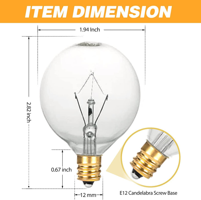 [Australia] - Wax Warmer Bulbs, 25 Watt Light Bulbs for Full Size Scentsy Warmers,G50/G16.5 Globe E12 Clear Scentsy Bulb for Candle Wax Warmer, Long Lifespan, 120 Volt (6 Pack) 