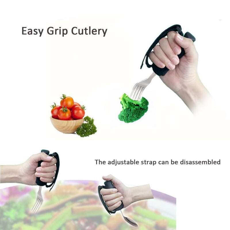 Easy Grip Cutlery Adult Spoon Fork Holder Belt Adjustable Disability Aids Arthritis Hands Aids Comfort Grips Shaky Hands Cutlery for Men Women