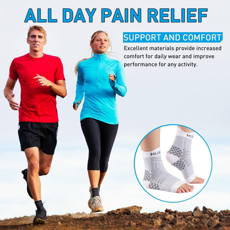 [Australia] - HUEGLO 4 Pairs of Ankle Support Plantar Fasciitis Socks Orthopedic Compression Socks Neuropathy Ankle Support Arthritis Achilles Tendon Bandage Plantar Fasciitis Foot Bandages Ankle Sports Black L 