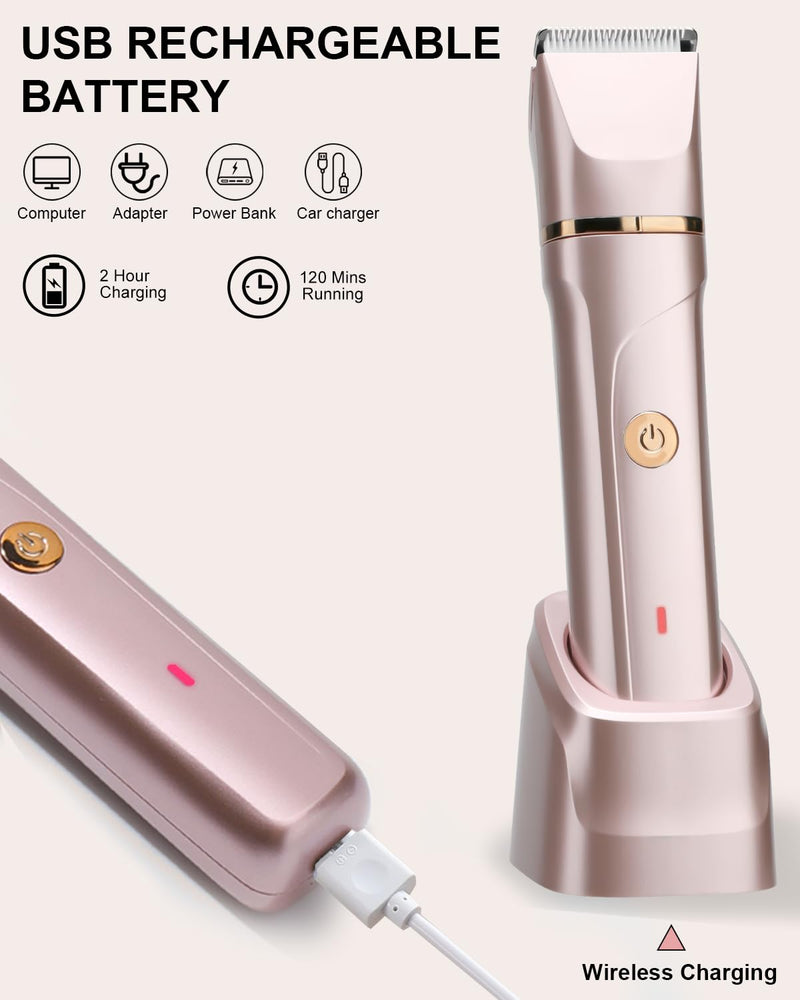 [Australia] - RAXMETRY facial hair remover for women, 2-in-1 electric shaver for women, intimate razor for women, rechargeable with USB charging station, trimmer for bikini area underarms, Ipx7 waterproof pink red 