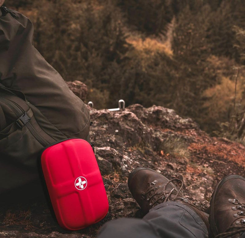 [Australia] - RHINO RESCUE First Aid Kit, HSA/FSA Eligible, Waterproof Portable Emergency Medical Kit for Travel, Home, Car, College Dorm, Camping, Hiking, Backpacking (Red) Red 