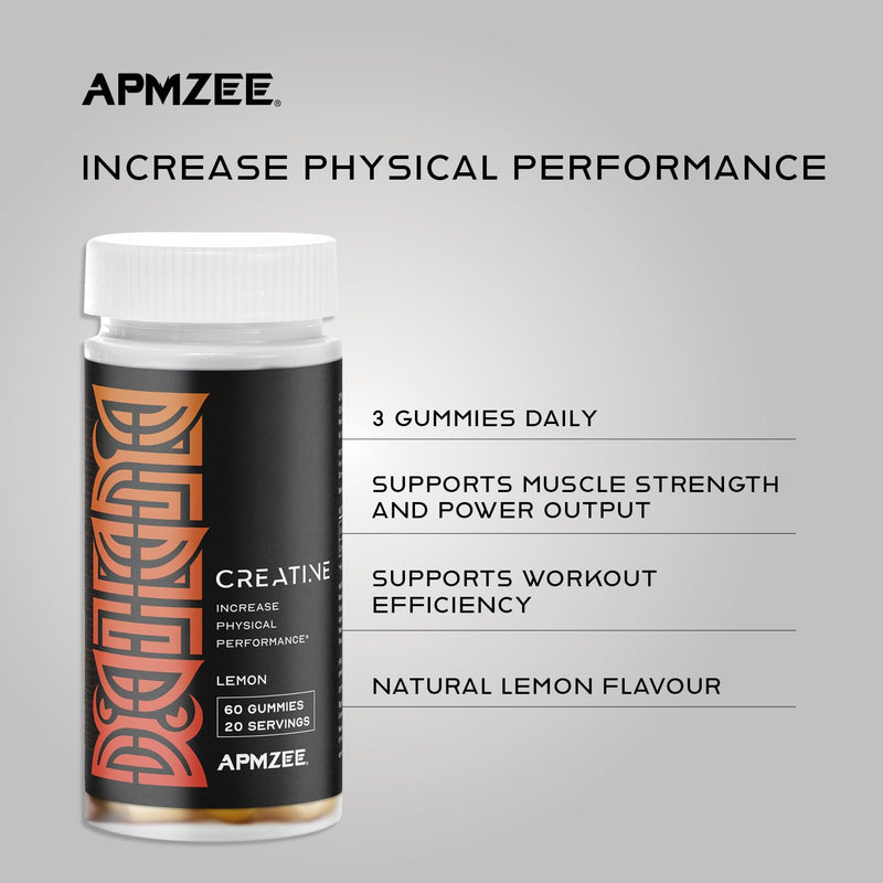 Creatine Gummies 3000mg | 60 Gummies | Lemon Flavour Creatine Monohydrate | Creatine Gummies for Strength, Power & Gym Performance | Alternative to Creatine Powder or Creatine Tablets