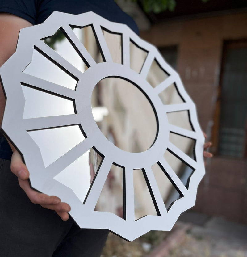 [Australia] - The Divine Feminine Mirror - Large Handmade with Wood/Acrylic Mirror, Gift for Her, 3D Wall Decor,Gift for Girlfriend (White-Silver, 10" H x 10" W) White-silver 10"H x 10"W 