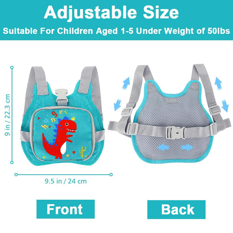 [Australia] - Toddler Harness Leash + Anti Lost Wrist Link, Accmor Dinosaur Baby Harnesses with Kids Leashes for Boys, Cute Child Walking Anti-Lost Holder Bracelet Strap Tether for Outdoor Keep Kid Close (Blue) Lake Blue/Dinosaur 