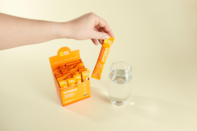 fourfive Hydration Sachets (Immune Support) - Hydro Electrolytes Powder with Vitamins, Wellmune® & Chaga Mushroom, Immunity for Defence - Orange & Mango, 30 Sachets 1 count (Pack of 30)