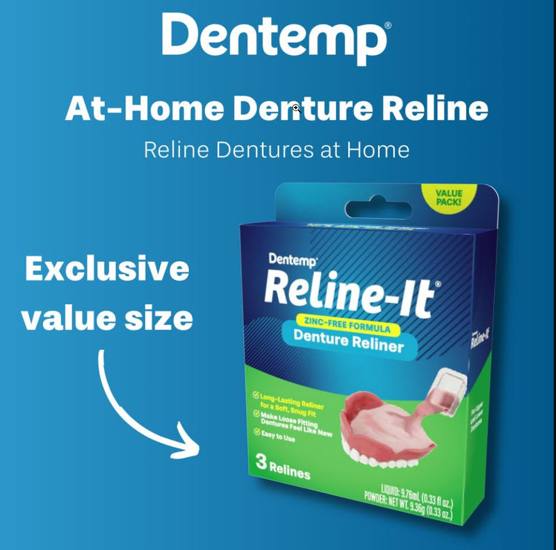 [Australia] - Dentemp Denture Reline Kit Value Pack - Advanced Formula Reline It Denture Reliner - Denture Kit to Refit and Tighten Dentures for Both Upper & Lower Denture (2 Pack (6 Relines)) 2 Pack (6 Relines) 