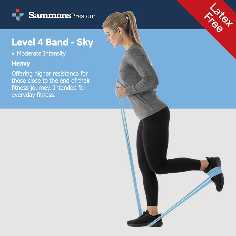 [Australia] - Sammons Preston Resistance Bands for Working Out, Non-Latex Exercise Bands, Resistance Bands for Physical Therapy, Improve Strength & Flexibility, Stretch & Tone Major Muscles, 5pk 