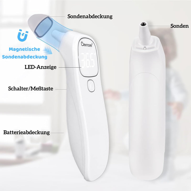 [Australia] - Berrcom Fever Thermometer Contactless Forehead and Ear Thermometer Digital Medical Thermometer Infrared Forehead Thermometer for Baby, Adults with Fever Alarm, °C/°F Switch, Instant Reading 