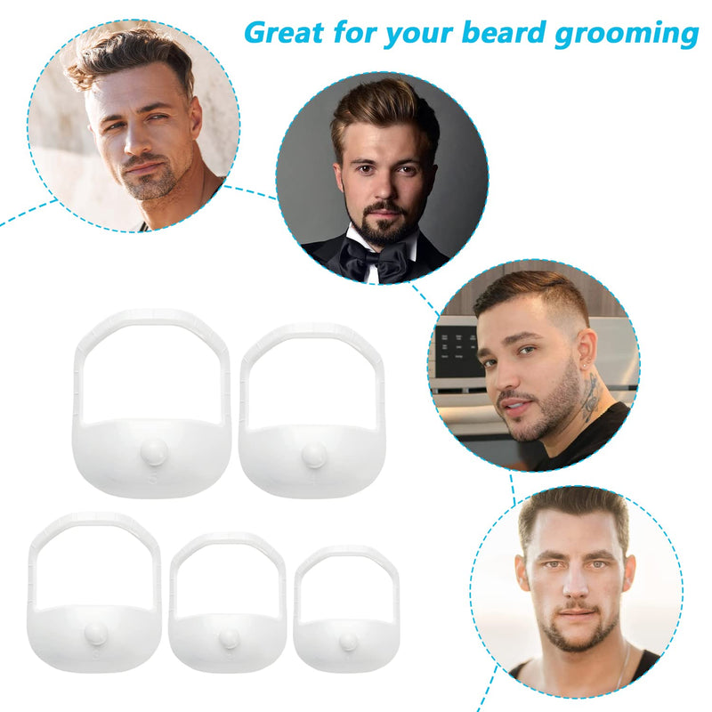 [Australia] - SDwfxd Pack of 5 beard stencils, 5 sizes beard shaper stencil with 1 styling comb and 1 mini beard comb for men shape cheek line, neck line, mustache 