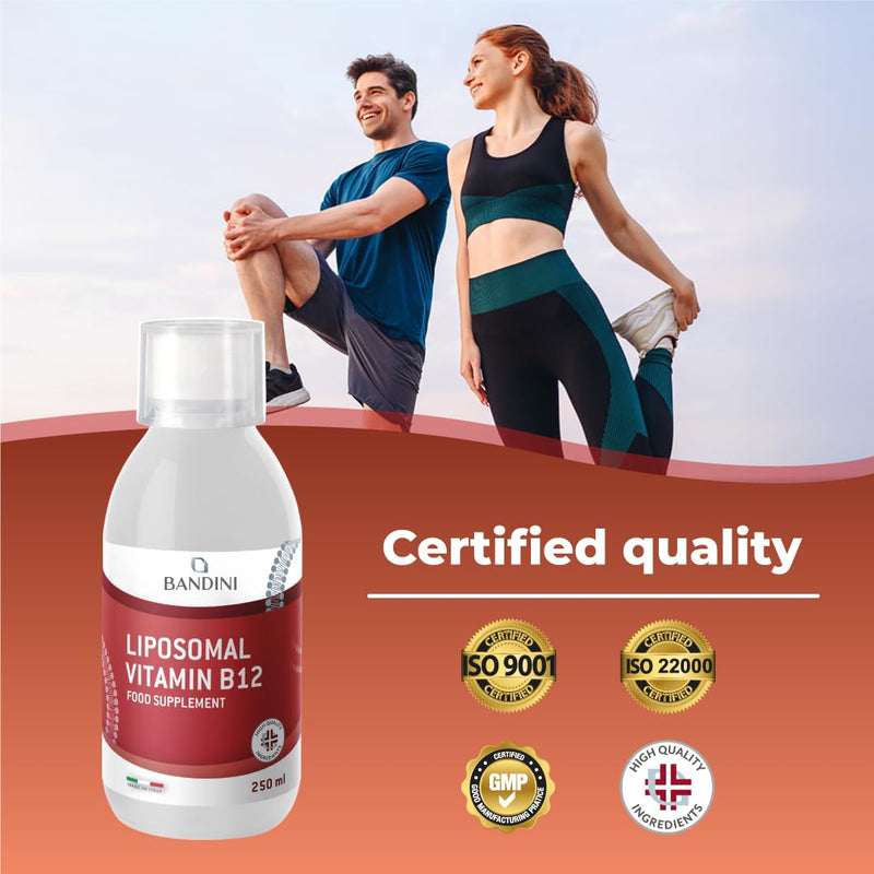 Bandini® Liposomal Vitamin B12 Liquid | 1000 mcg per Serving (5ml) | Pure Methylcobalamin Supplement | High Strength, High Bioavailability & Absorption | Tiredness, Fatigue, Immunity Support | Vegan