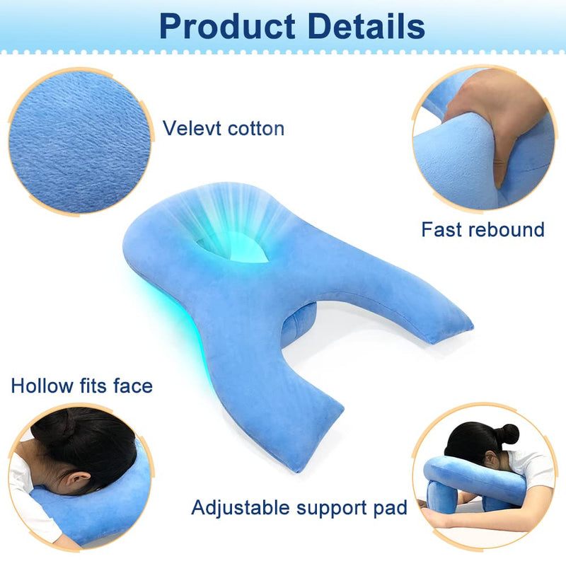 [Australia] - AOSSA Face Down Pillow After Eye Surgery BBL Bed for Sleeping Medical Prone Pillow Retina Surgery Vitrectomy Recovery Equipment Stomach Sleeper Pillow Bed Massage Face Cradle Cushion Blue 