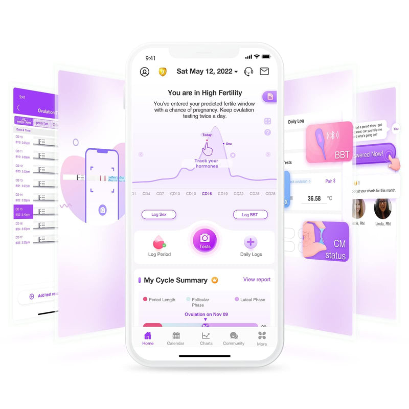 Easy@Home Ovulation Test Strips, 50-Pack, Fertility Test Kit | FSA Eligible, Ovulation Predictor Kit, Powered by Premom Ovulation Calculator iOS and Android APP, 50 LH Tests