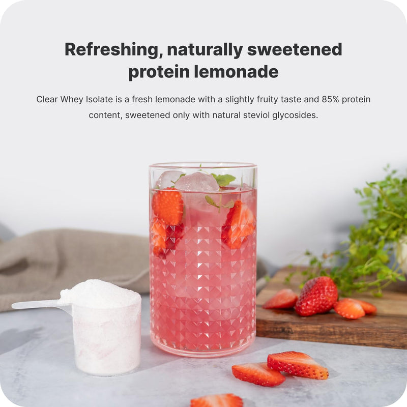 Vilgain Clear Whey Isolate 500g Refreshing Protein Lemonade with 84% Protein | Naturally Sweetened with Stevia Strawberry Lemonade