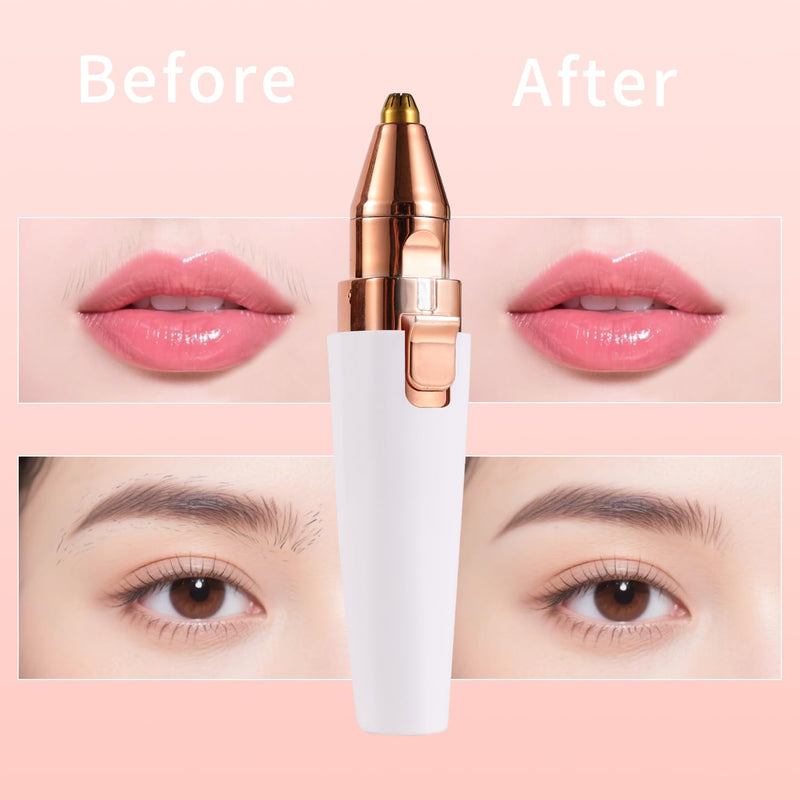 [Australia] - Facial Hair Removal for Women,2 in 1 Electric Hair Removal Device for Chin Upper Lip Peach Fuzz & Rechargeable Eyebrow Trimmer with LED Light for Precise Shaping 