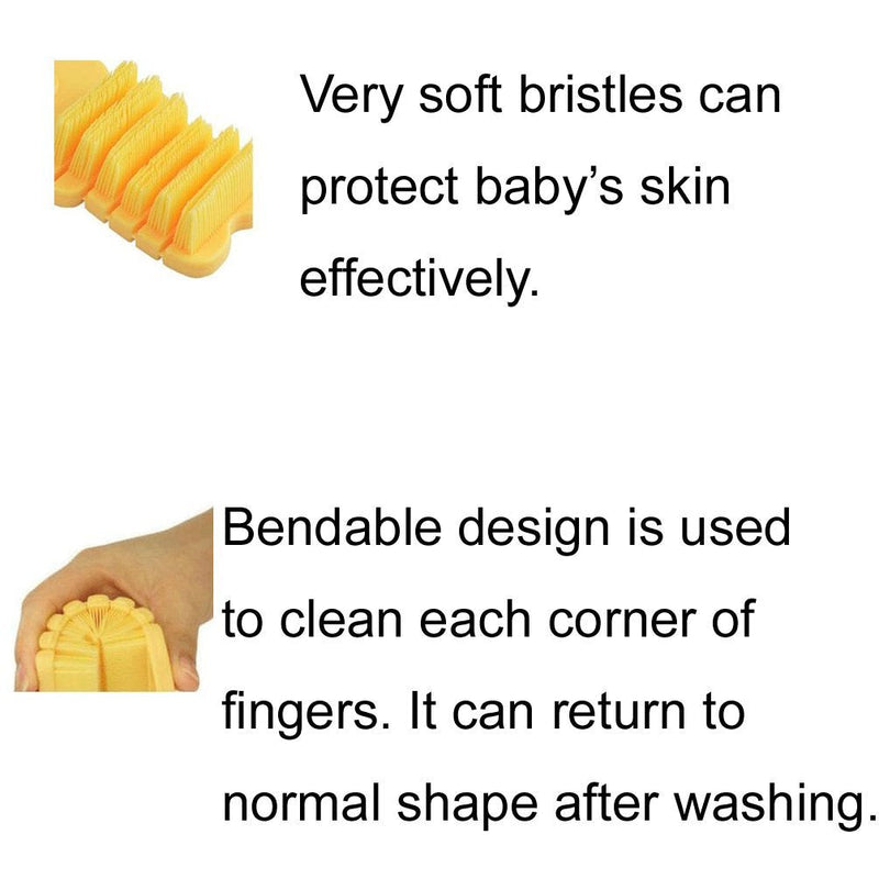 [Australia] - Nail Scrubber Brush Kids, Finger Nails Scrub Scrubbing Cleaning Washing Brushes with Soft Bristle for Baby and Children, Animal Style and 2 Colors Choice (Yellow) Yellow 